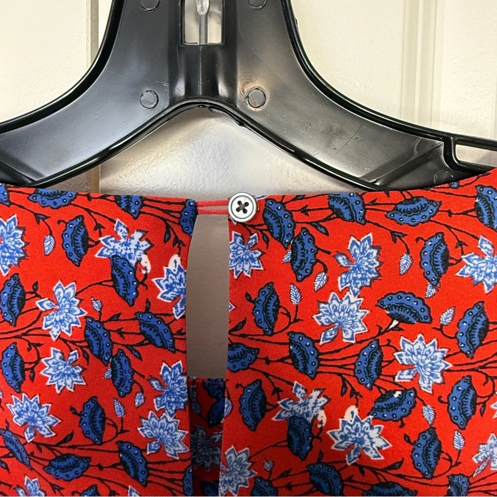 LOFT Red and Blue Casual Bishop Sleeve Dress - Picture 2 of 4